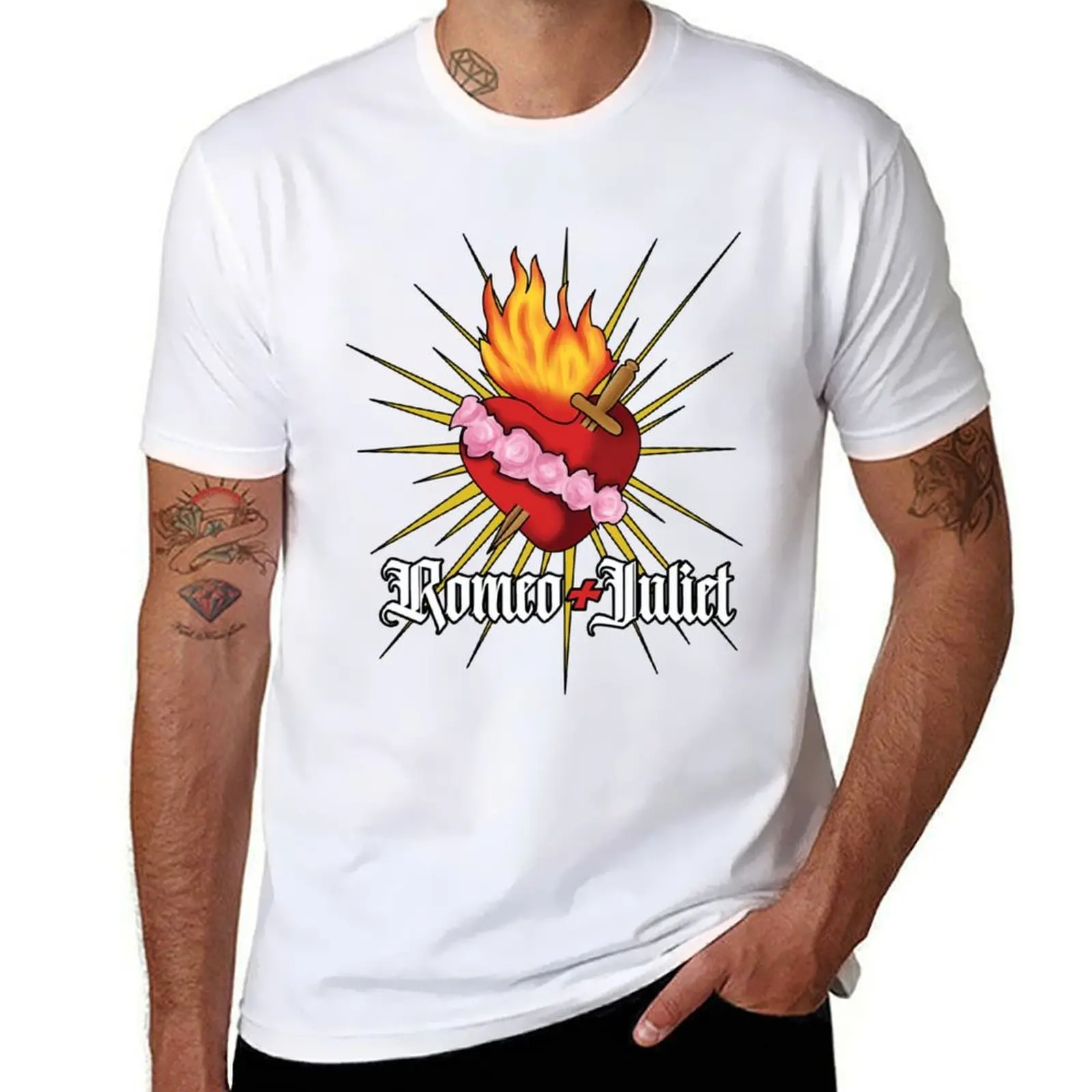Romeo + Juliet Heart T-Shirt graphic t shirts for man t shirts cotton 100% T-Shirt