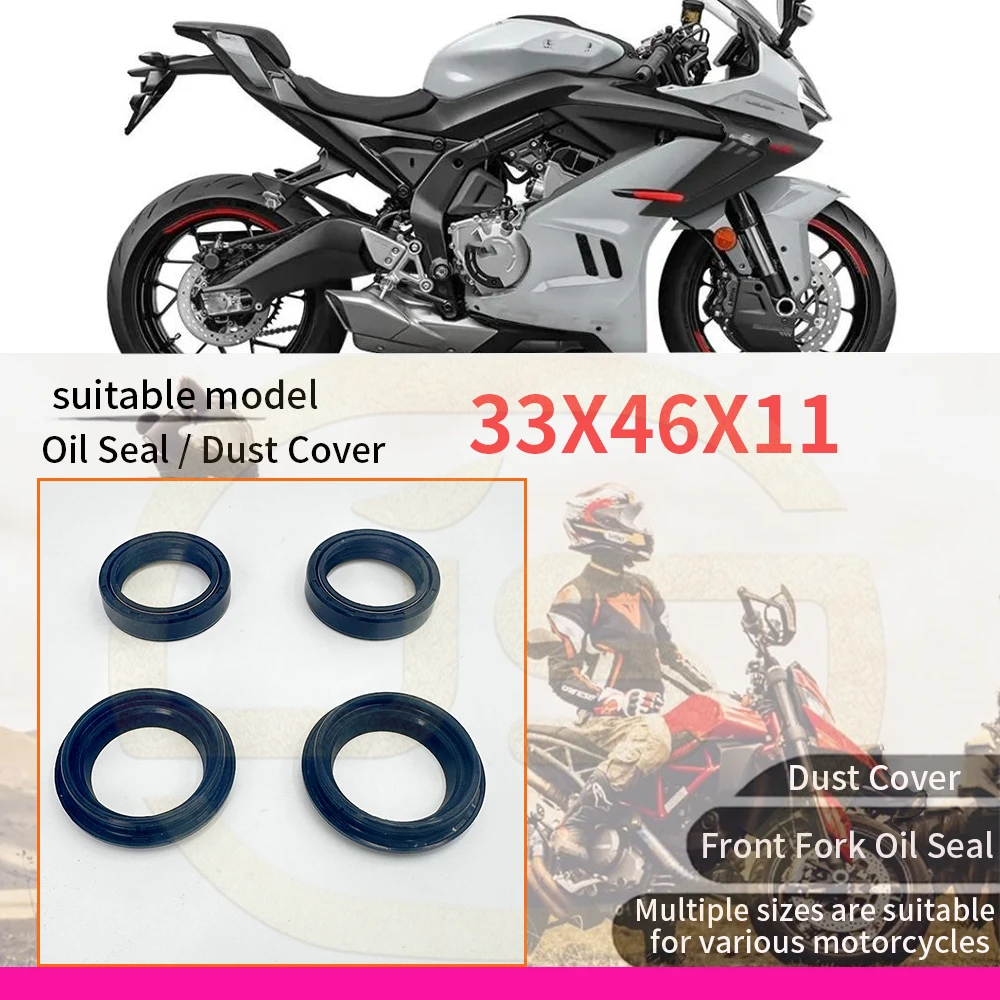Retén de aceite y cubierta antipolvo para horquilla delantera 41x54x11 33x46x11 37x50x11 41x53x8 aplicable a múltiples retenes de aceite de motocicleta, compatible con CF/MOTO
