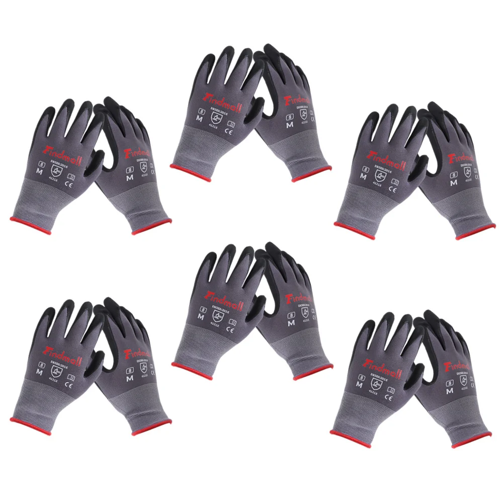 6 pairs of medium work gloves Ladies' and men's seamless knitted gloves Gardening gloves Suitable for warehousing and logistics