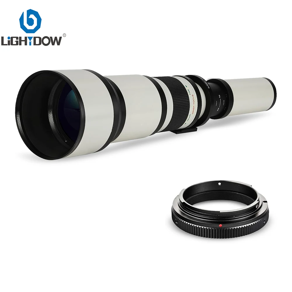 

Lightdow 650-1300mm Super Telephoto Manual Zoom Lens F8.0-F16 With T2 Adapter Ring for Canon Nikon Sony Pentax DSLR Cameras