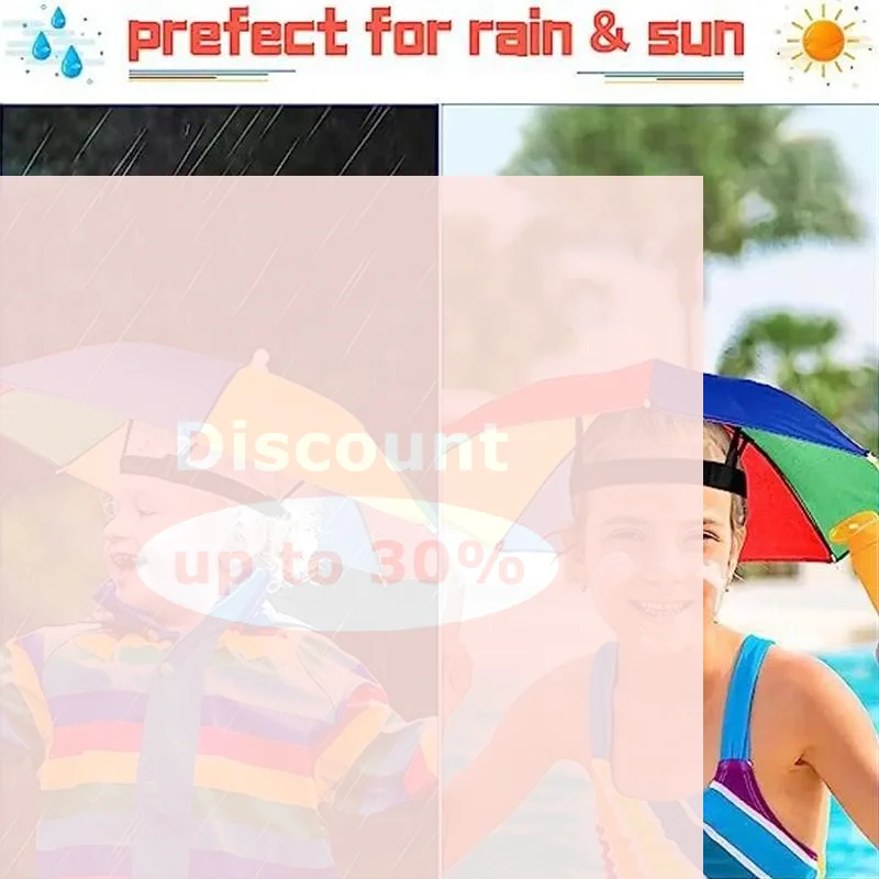[1Pcs Head-mounted Umbrella Foldable Waterproof UV Protection Sun Rain Cap For Outdoor Fishing Camping Beach For Men Women]