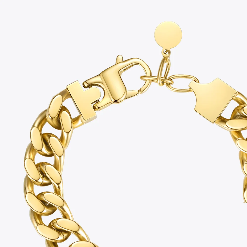 ENFASHION Punk Cuboid Chunky Bracelet For Women Gold Color Stainless Steel Fashion Jewelry Wide Bracelets 2020 Pulseras B202214