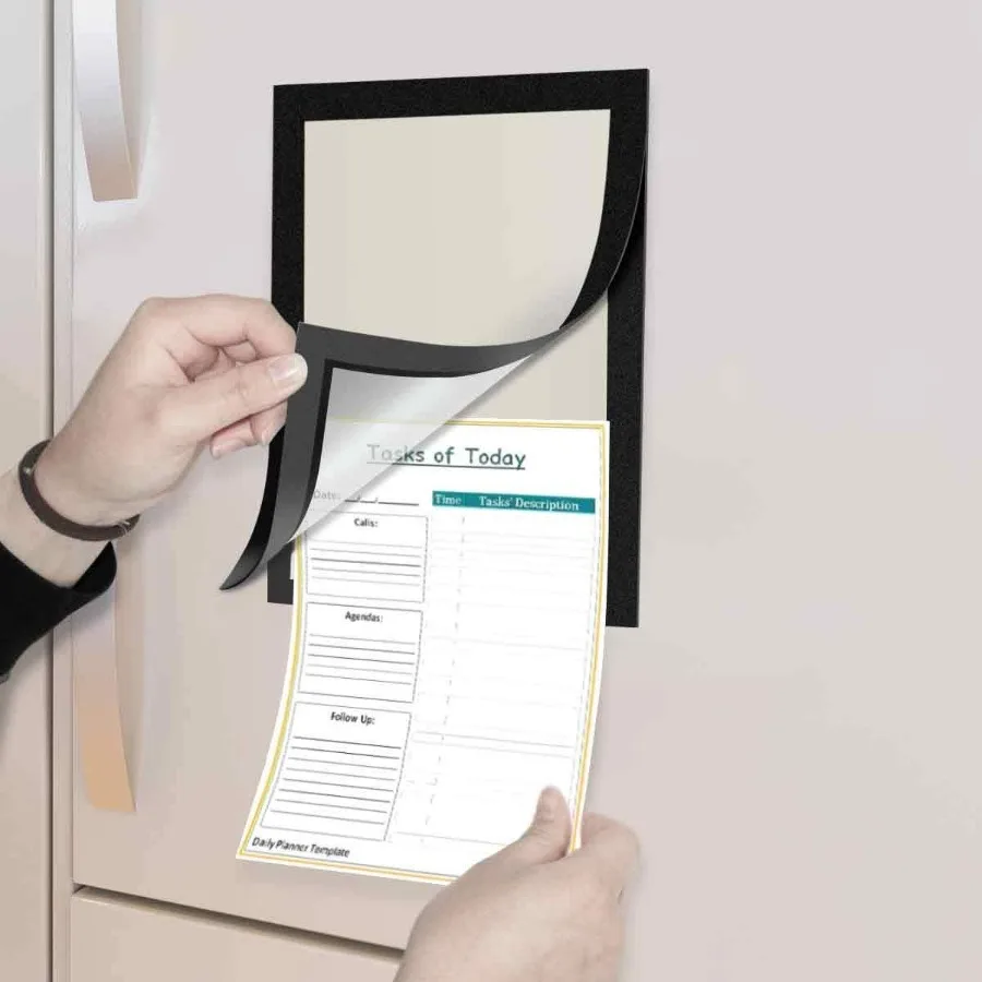 أوعية حامل لافتة المستندات مع إطار عرض ملصق بلاستيكي خلفي مغناطيسي لإشعار الصورة لمقصورة السبورة البيضاء للثلاجة