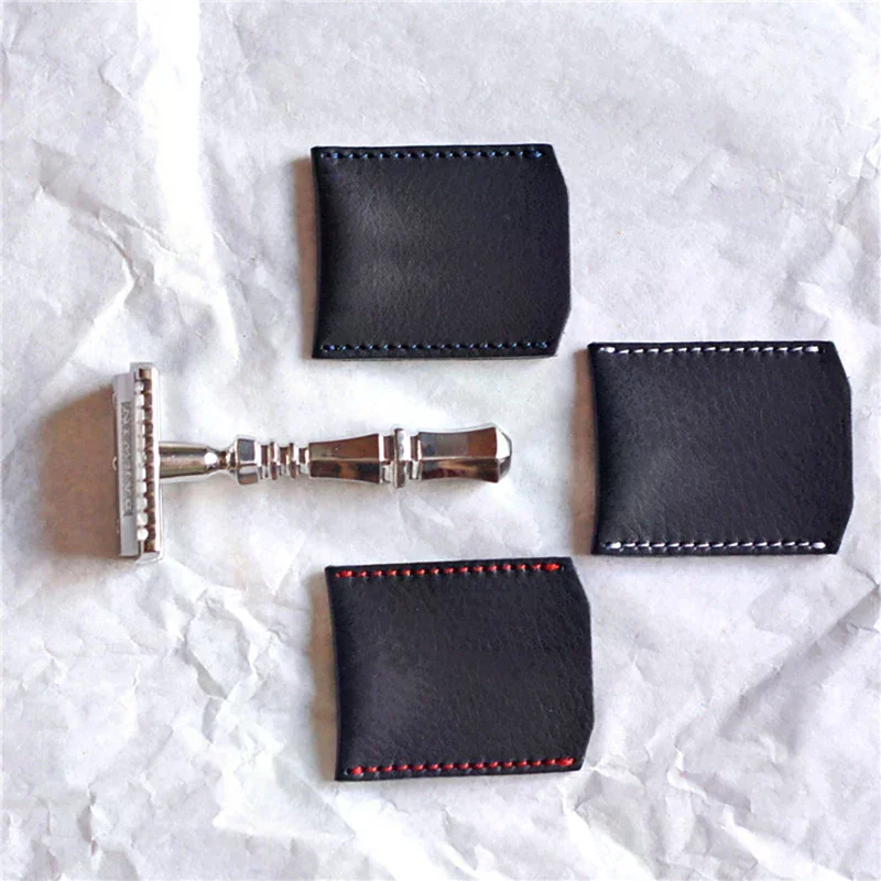 1PC Double Edge Safety Razor Head Sleeve Protective Case Leather Without Razor
