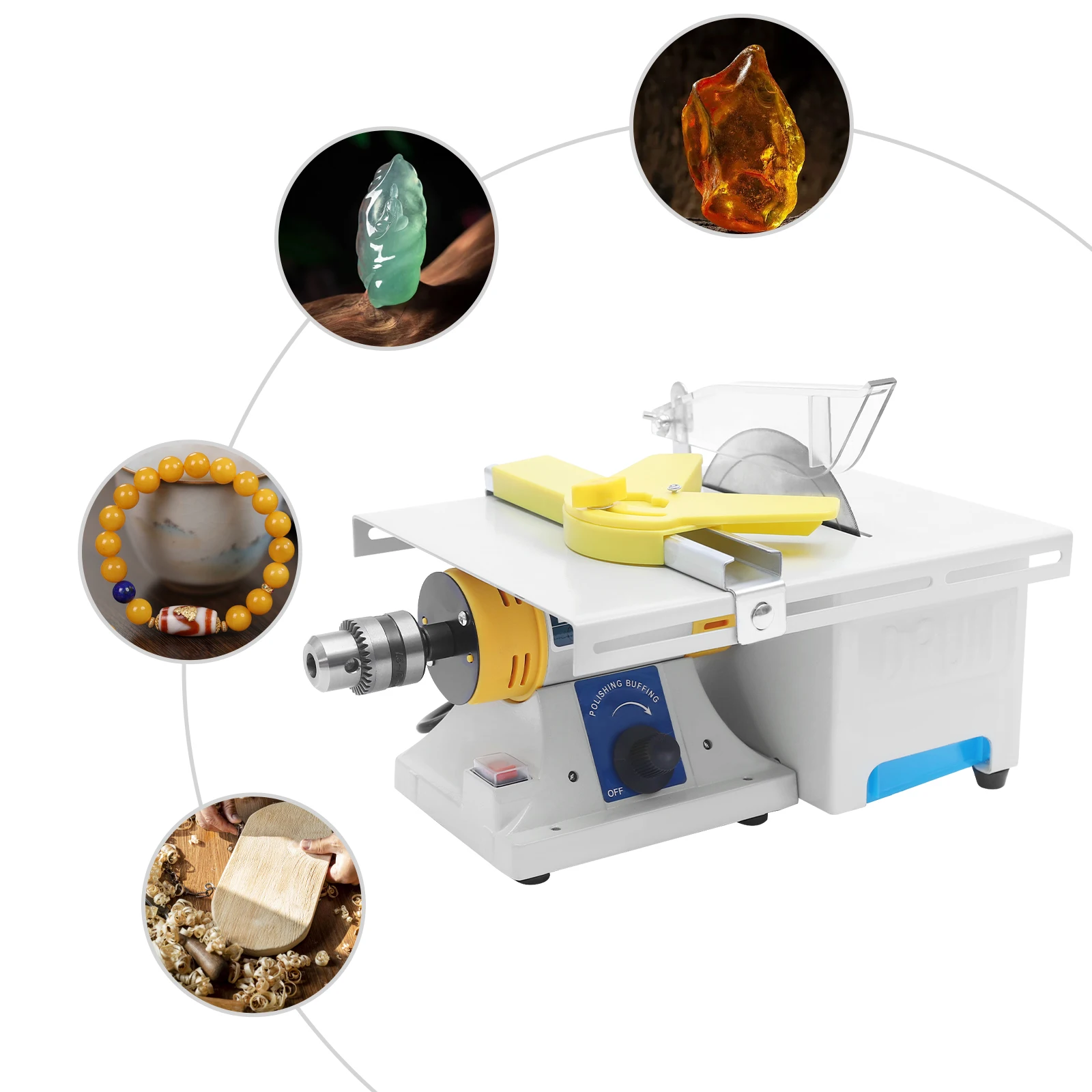 

110V Mini Table Saw Machine, 350W Portable Bench Polisher Machine, Suitable for Polishing and Cutting Small Material
