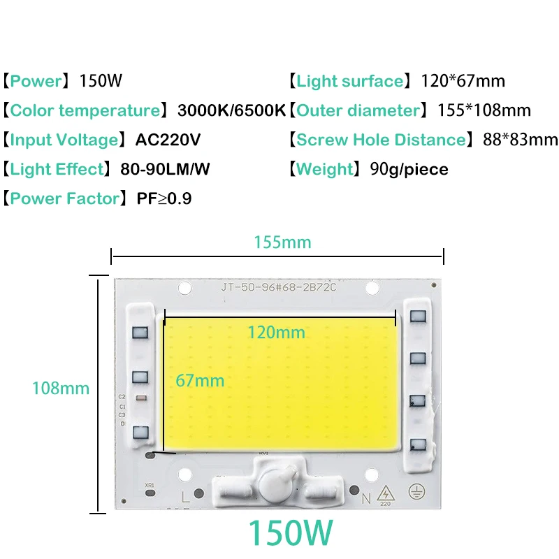 220V LED COB Chip 50W 100W 150W 200W Smart IC Geen Driver nodig LED Kraal Lamp voor Schijnwerper Spotlight DIY Verlichting Lichtbron