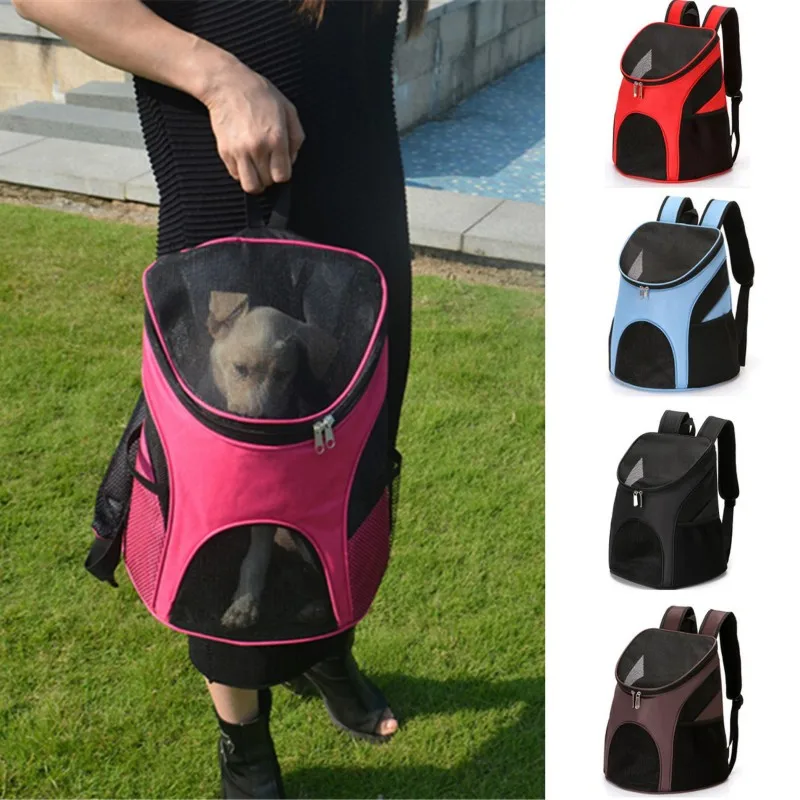 Puppy Kitten Carry Bag Double Shoulder Portable Travel Backpack Outdoor Pet Dog Carrier Bag Pet Dog Front Bag Mesh Backpack Head