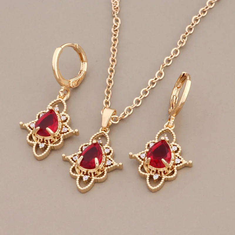 New Vintage Jewelry Set Natural Zircon Women Unique Drop & Dangle Earrings Set Gold Color Earrings High Quality Daily Jewelry