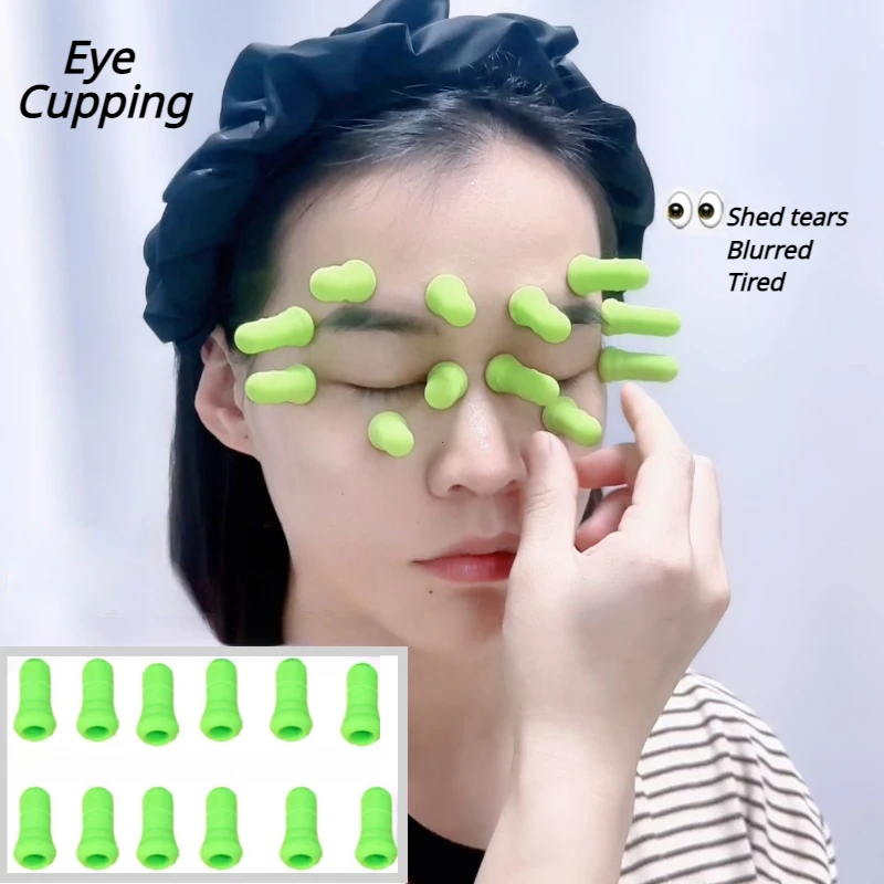 

12Pcs Facial Eye Cupping Silicon Vacuum Suck Device Massage Therapy Tools Eyes Removes Fatigue Body Relax Relief Pain