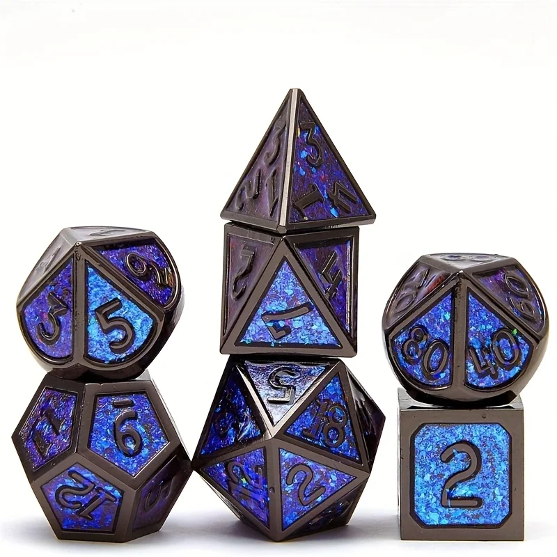

7-Piece Set DND Metal Dice for Dungeons And Dragons DND 5e RPG Board Game Tabletop Role Playing Dice Gift for Birthday