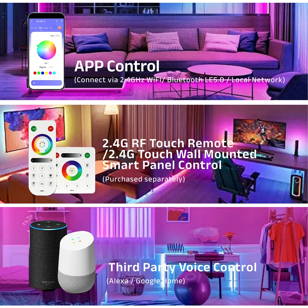 SP530E SP630E WiFi Alexa بلوتوث LED تحكم دعم PWM أحادية اللون CCT RGB RGBW RGBCCT أو SPI TTL IC رقاقة LED قطاع/ماتريكس