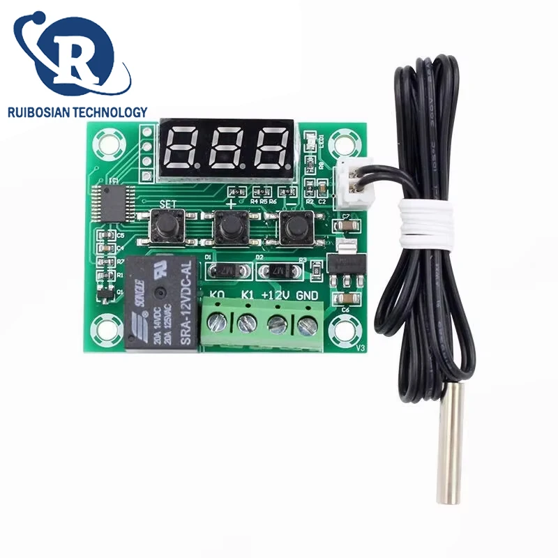 10PCS W1209 DC 12V Red/Blue heat cool temp thermostat temperature control switch temperature controller