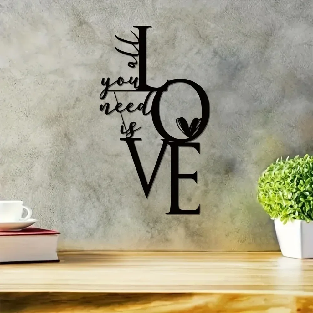 1pc All You Need Is Love Metal Wall Art Decor - A Romantic Metal Wall Art,a Perfect Token of Love for Valentines Day for Couples