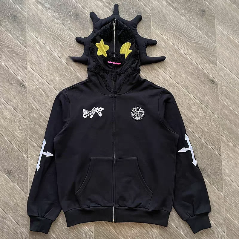 25fw Blue Black Glo Gang Boyz Worldwide Full Zip Pullover Men