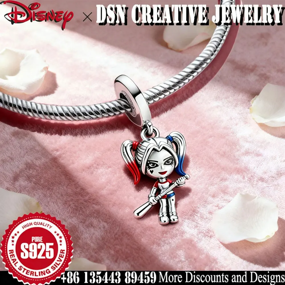 

DSN 925 Silver Charm Disney style baseball bat joker‘s Girl friend Charm Female luxury Jewelry Accessories personality Gift