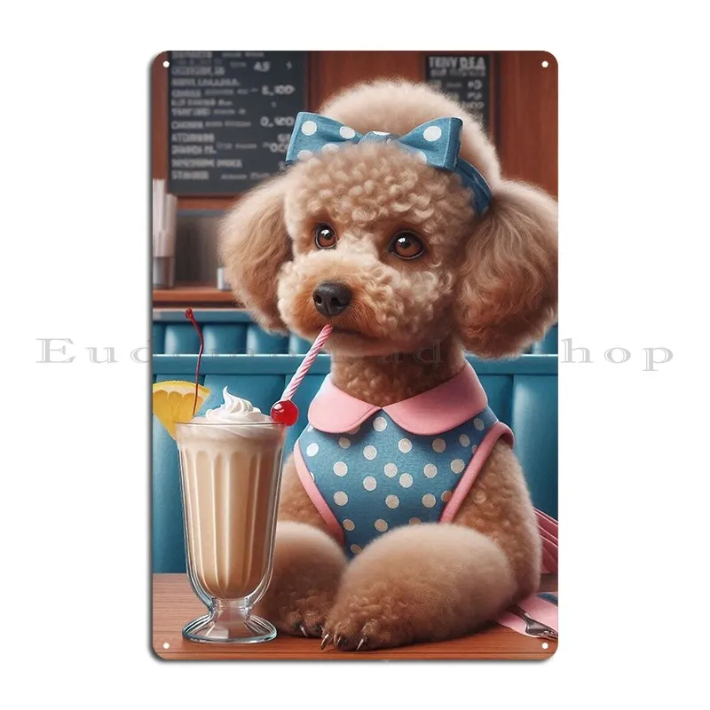 1950s Poodle Gets Her Milkshake Metal Sign Create Designs Club Wall Decor Vintage Tin Sign Poster