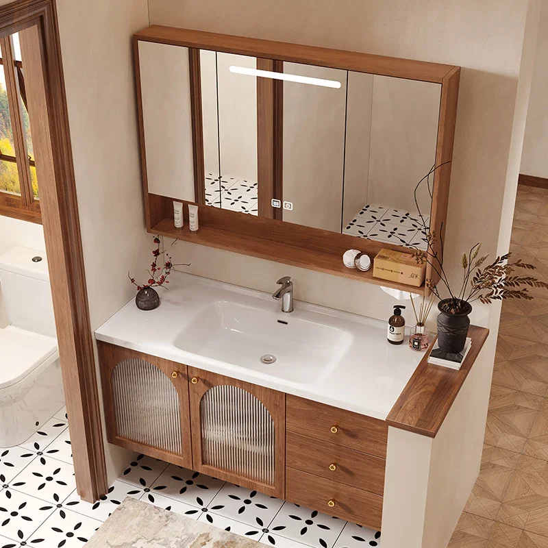 نسخة طبق الأصل خزانة حمام مرآة ريفي الغرور خزانة حمام بالوعة الحديثة الجمالية الشمال Gabinete أثاث فريد من نوعه #2