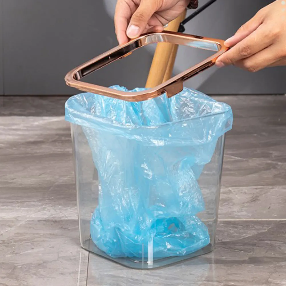 

2Pcs Clear Trash Can Portable Garbage Bin Multi-Function Household Wastebasket for Bedroom Office Bathroom Kitchen
