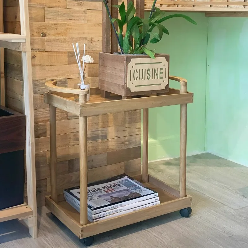 Multifunctional Movable Tea Trolley for Living Room Rolling Sofa Side Table Bedside Storage Cabinet Mahjong Tea Table