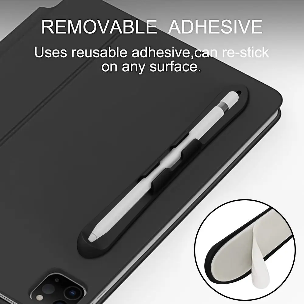 Silicone Pencil Holder Anti-loss Self Adhesive Tablet Touch Pen Slot Solid Color Multifunctional for Pencil 1st/2nd Generation