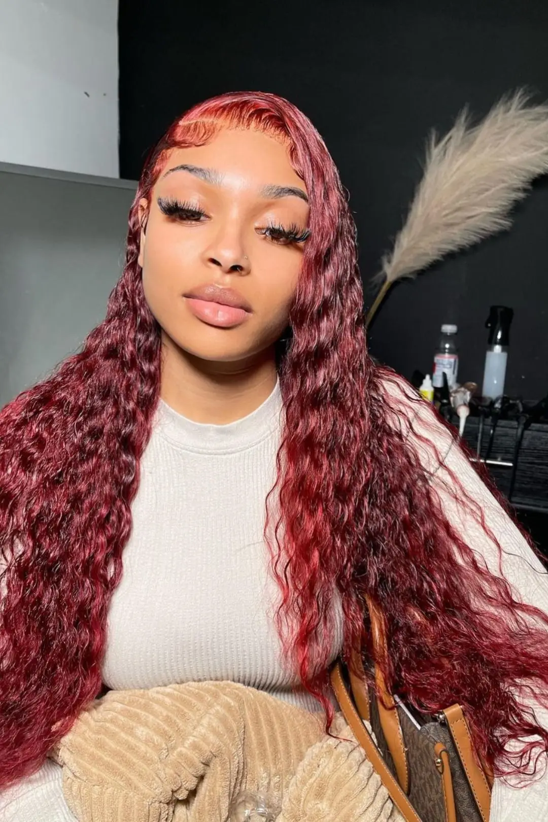 34 Inch 200% Density 99J Burgundy Wine Red 13x4 Lace Front Wigs With Natural Deep Wave, Transparent Lace And Baby Hair, Pre-Pluc image 5