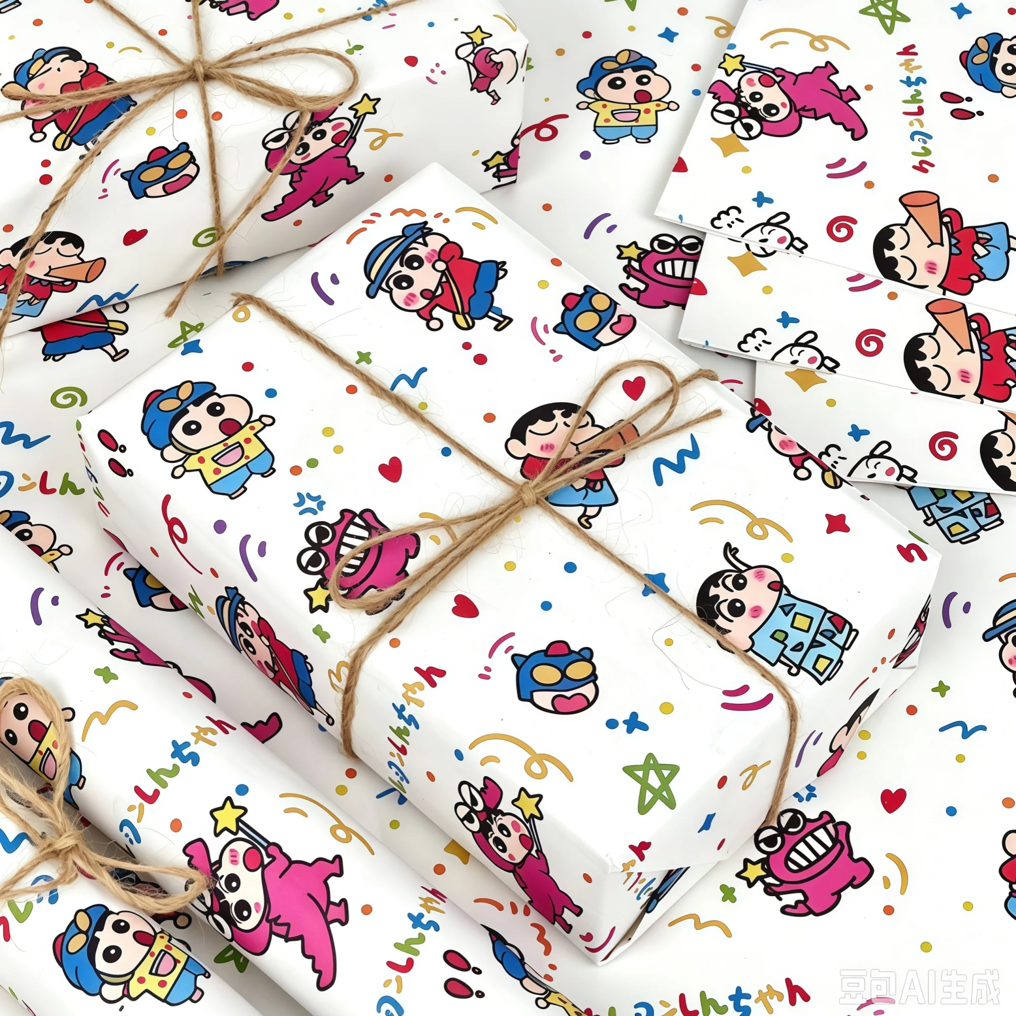 6/12Pcs Crayon Shin Chan  Cartoon Wrapping Paper Kawaii Gift Wrapping Paper For Birthday Holiday Gift Packaging Supplies