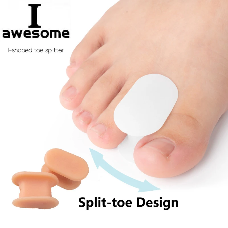 New Good 2Pcs I-shaped Toe Splitter Gel Toe Separator Corrector Straightener Soft Silicone Toe Protector Spacer Foot Care Tool