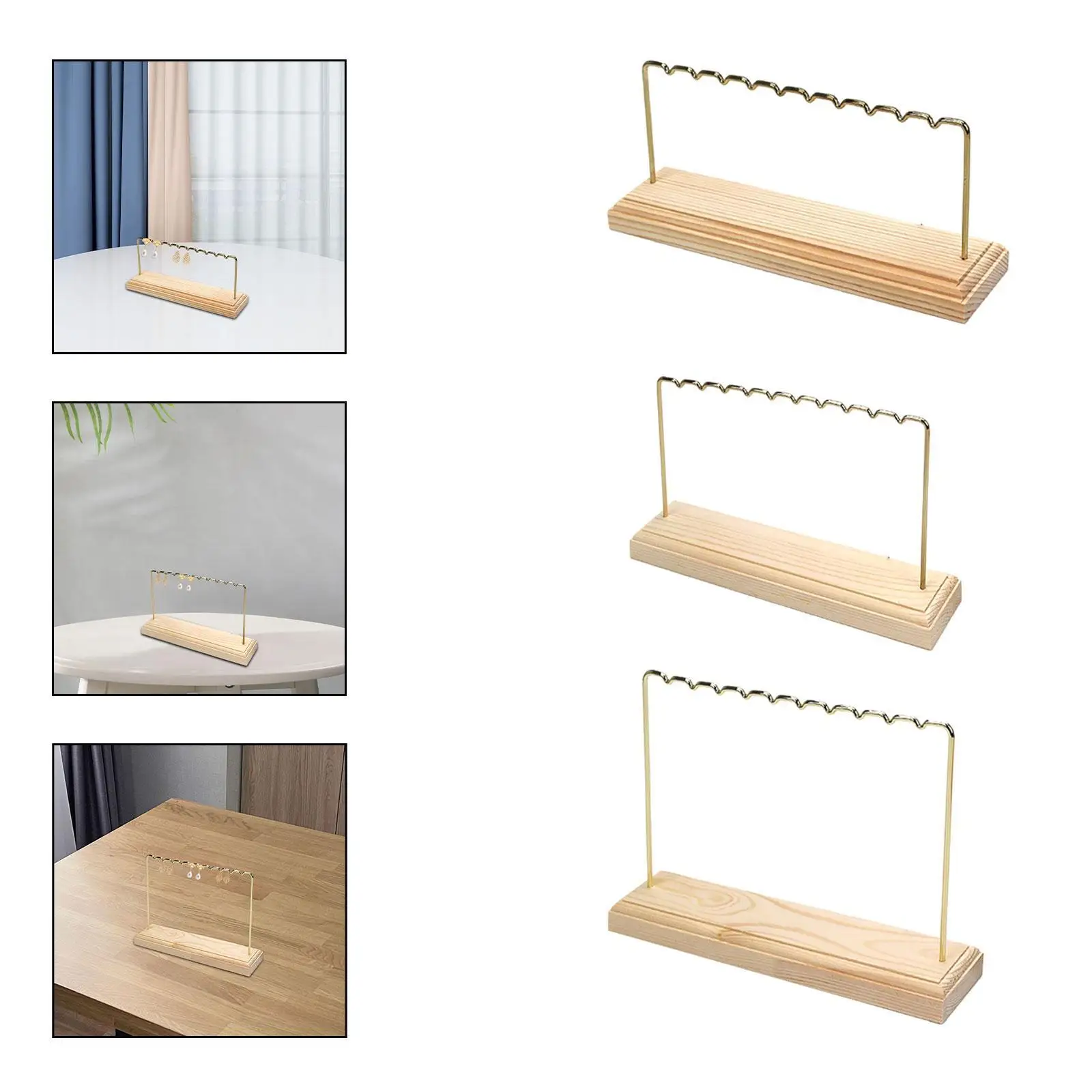 

Metal Earring Holder Wood Base Space Saving Multipurpose Jewellery Storage Shelf for Showcase Home Decoration Selling Gift Woman