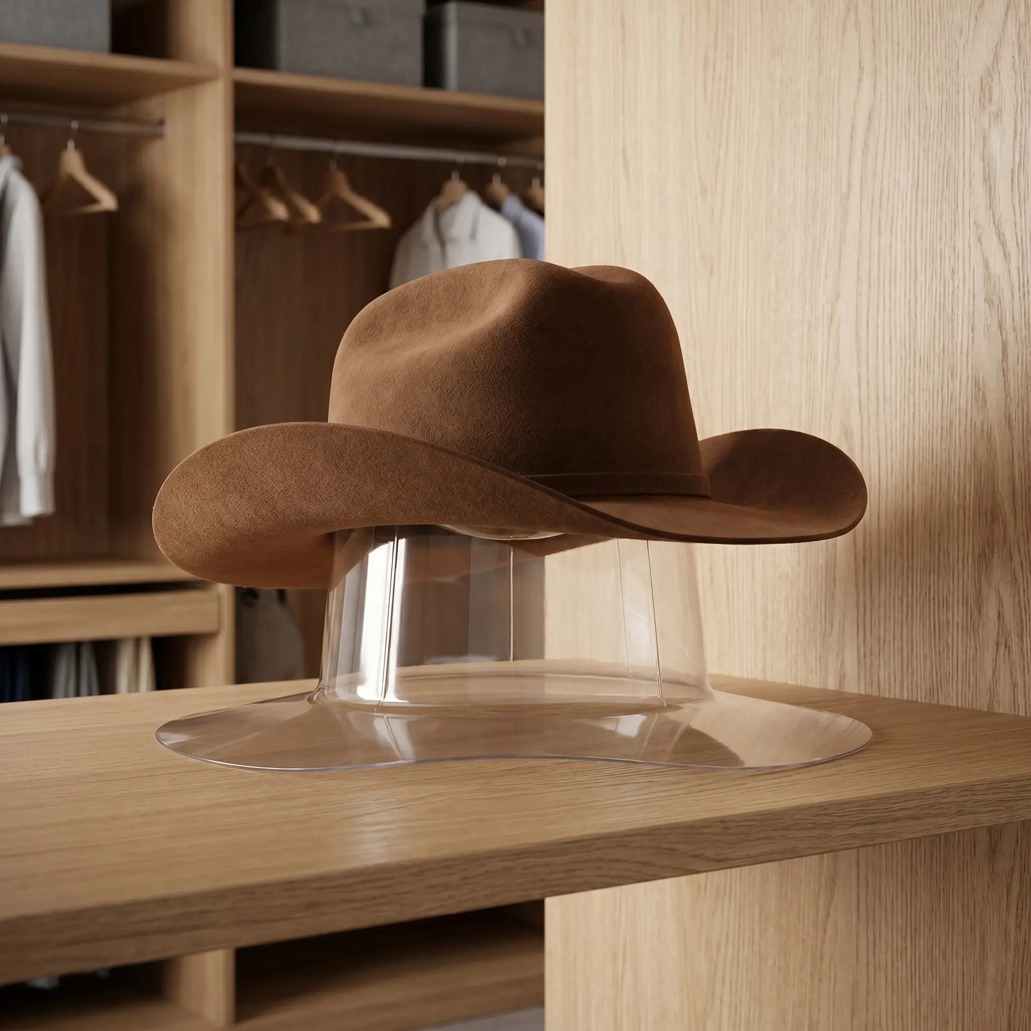 5Pcs Clear Cowboy Hat Holders Plastic Hat Stands Tabletop Display Rack Organizer Dome Shaper Support Rack Keeps Fedora Western