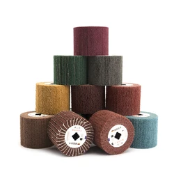 SIFANG Non-woven Nylon Abrasive Flap Wheel Brush Wire Drawing Polishing Burnishing Drum  Wheel for Stainless Steel
