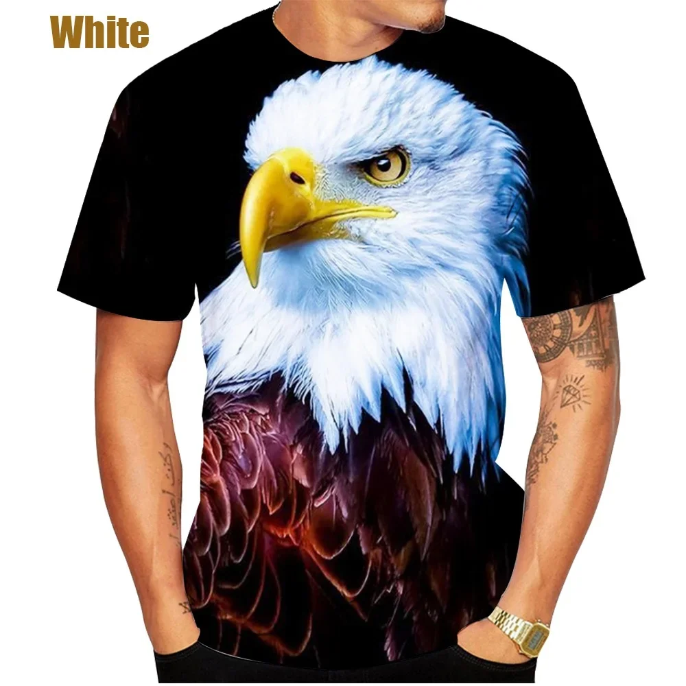 Newest Cool Fire 3D Eagle Printed T-shirt Men's Fashion Bird Personality Printed Sport Style Short-sleeved T-shirt