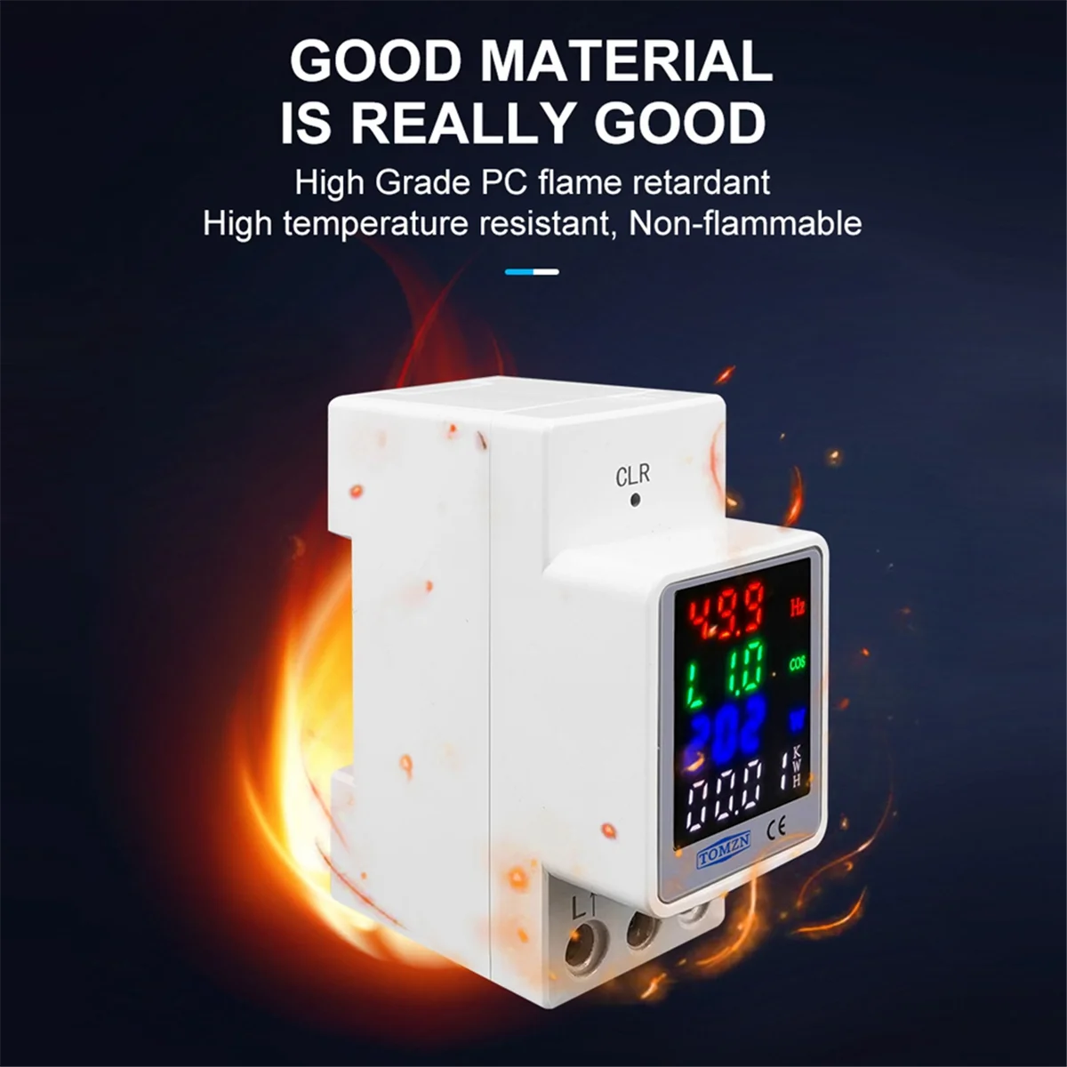 TOMZN 4IN1 AC 200-240V 100A Voltage Current KWH Electric Energy Monitor Meter VOLT AMP Voltmeter Ammeter Wattmeter Din Rail