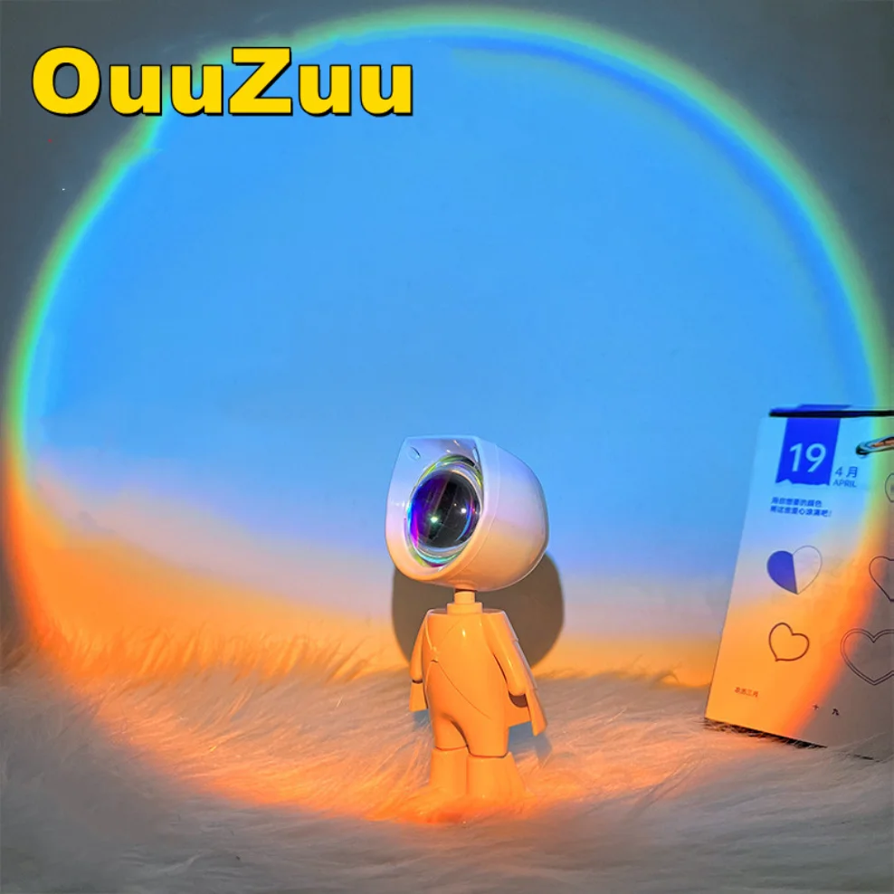 

OuuZuu Night light Robot Rainbow Projection Sun Lamp Table Night Light Sunset Lamp Infinite Dimming Bedroom Atmosphere Light