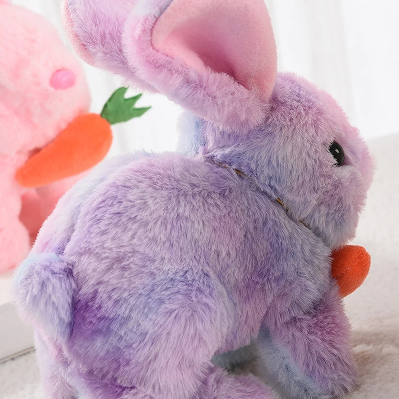 Electric Plush Rabbit Toy Walking Jumping Squeaking Tail Wagging Stuffed Bunny Doll Interactive Plush Toy For Kid Gift