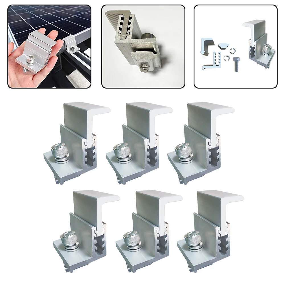 Solar End Clamp Solar Panel Mounting Z Bracket Clamps Aluminum Rail End Clamps Silver Solar Photovoltaic Bracket Accessories