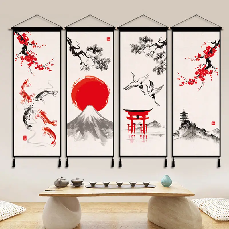 Japanese Posters Canvas Painting Wall Hanging Decor Ukiyoe Wall Art Print Pictures Room Decor Aesthetic Scroll Paintings