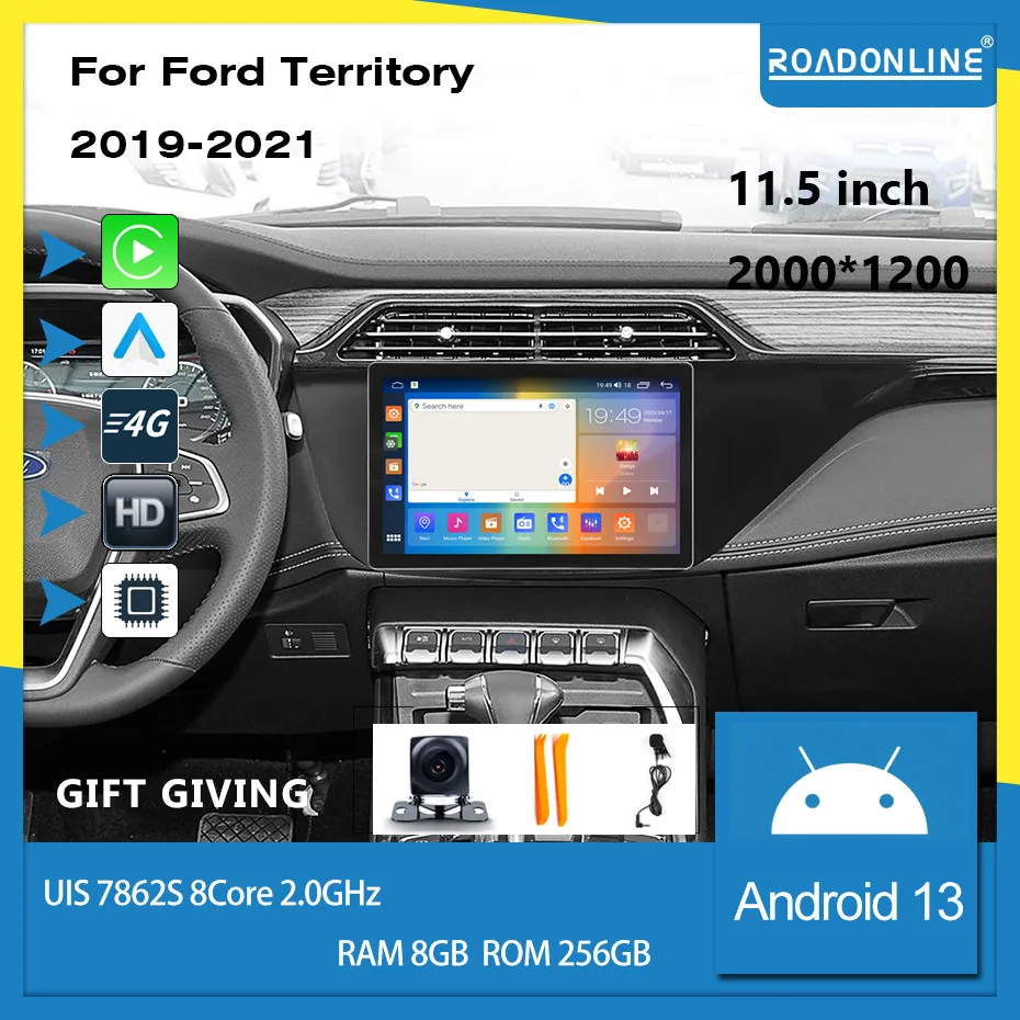 For Ford Territory 2019-2021 2K 2000*1200 Factory style COHO 11.5 inch  UIS7862 8+256gb Car Navigation CarPlay Android auto