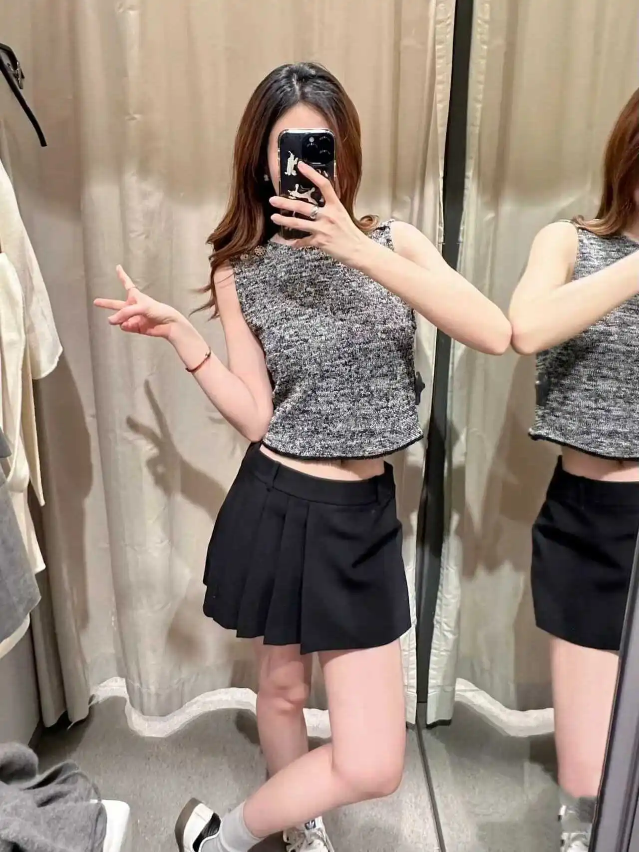 달콤한 슬레 패셔너블한 텍스처 자수 슬림핏 조끼 탑 신상 봄 여름 슬림핏 오버사이즈 폴리에스터 섬유