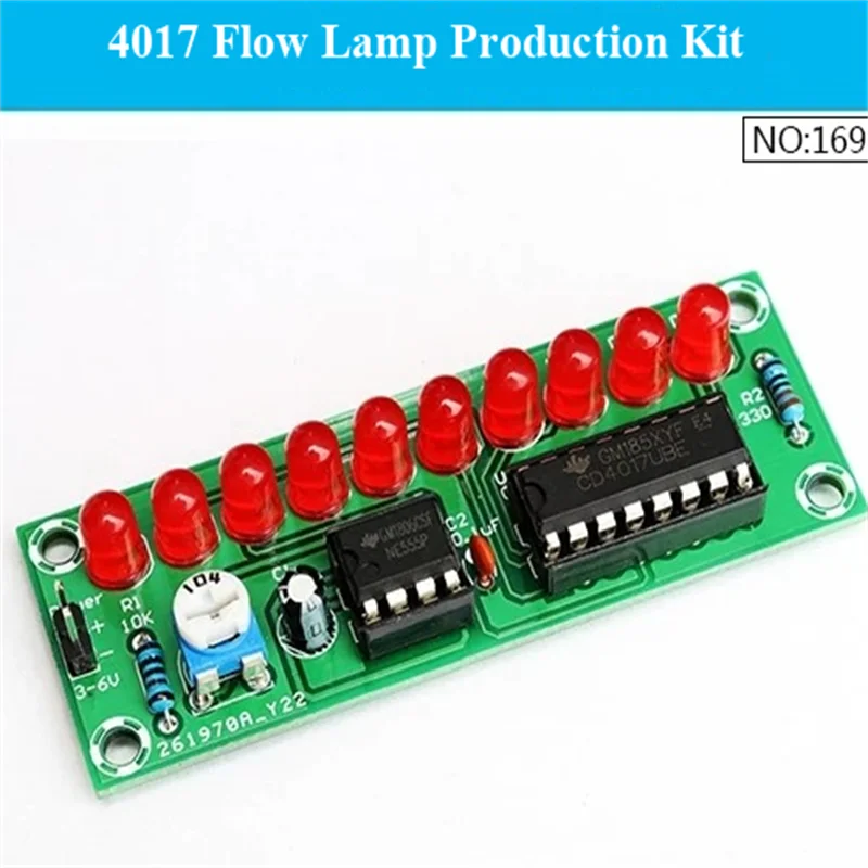 NE555+4017 LED Flow Light Production Kit DIY Parts Welding Practice Running Lantern Skills Training