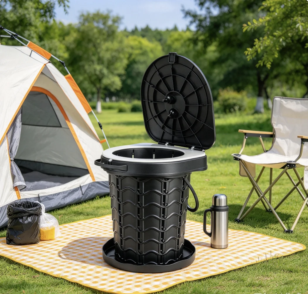 Portable Folding Toilet, Suitable for Camping, RVs, and Emergency Use, with A Foldable Seat Plate