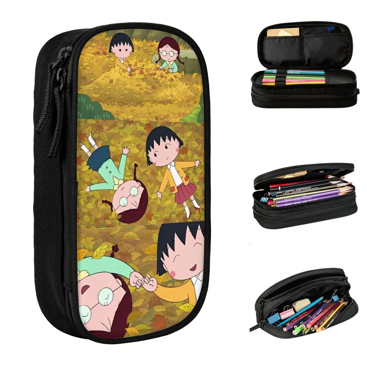 Japanese Cartoon Chibi Maruko-Chans Pencil Case Pencilcases Pen for Student Large Storage Pencil Bags Office Gifts Accessories