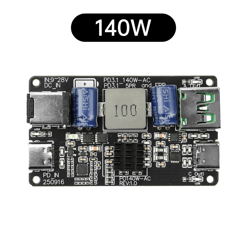 PD 140W Fast Charging Module High-power DC Buck Dual Port Charging Module Type C USB Step-Down Converter PD3.1 QC3.0 QC4 QC4+