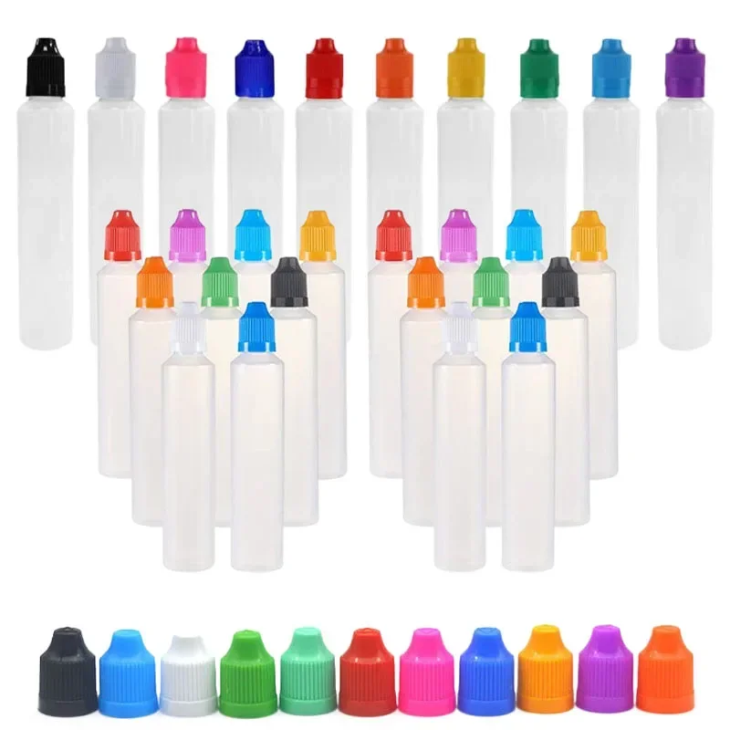 

100Pcs 30mL 60ml Plastic Dropper Bottle E-Liquid Ink Liquid Applicator LDPE Squeezable Bottles with Childproof Cap and Thin Tips