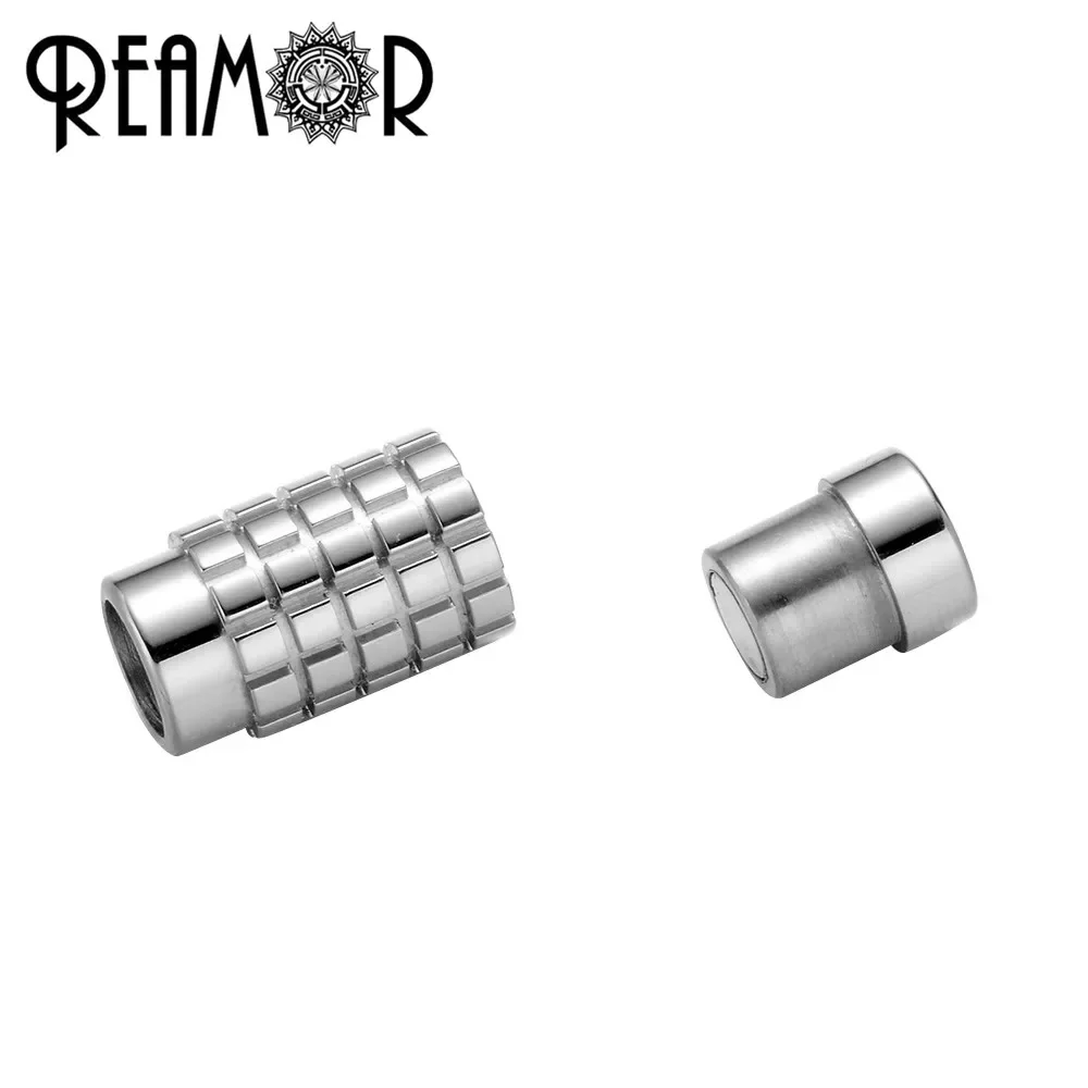 REAMOR 316l Stainless Steel Cylinder Magnetic Clasp Fit 6mm Leather Bracelet Necklace DIY Metal Clasp Jewelry Making Accessories