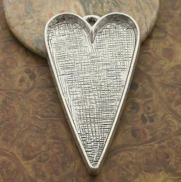 3pcs 53x30mm,hole:2.9mm,cabochon size :40x26mm Tibetan silver color heart cabochon settingsphoto frame HWG2003