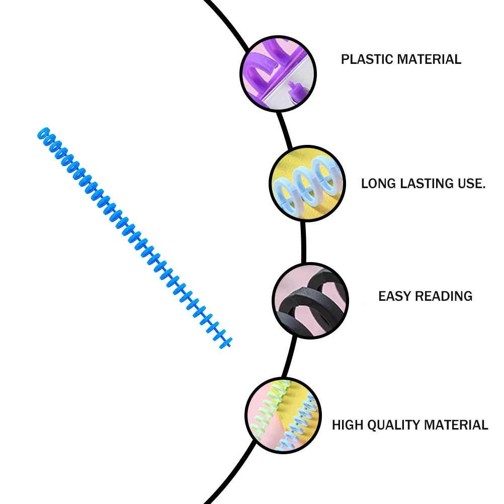 5 peças anéis de folhas soltas de plástico bobinas espirais encadernação espinhos ideal página de grau escolar corporativo