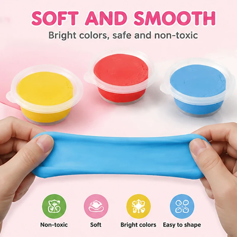 2 Sets Kids Animal Play Dough Set Modeling Clay with Animal Mold Playset for Girls Boys 3 - 14Years DIY Activity Plasticine Toy