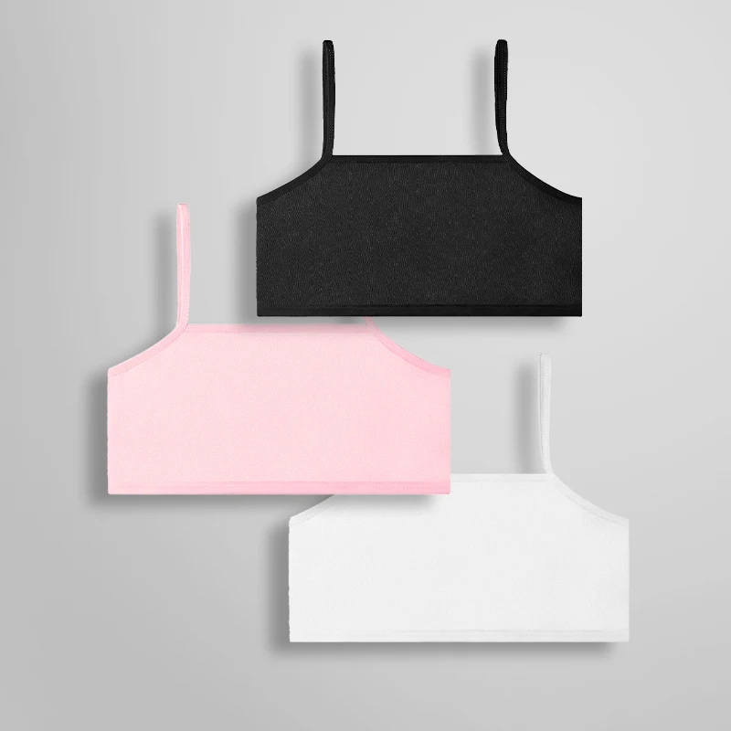 3PC Girls small cotton vest bra children's youth development period