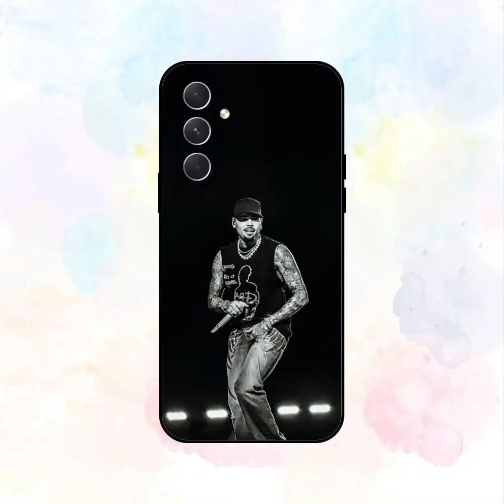 C-Chris Brown 11 Funda de teléfono para Samsung Galaxy A73,A72,A71,A70,A53,A52,A51,Otros Carcasa negra suave