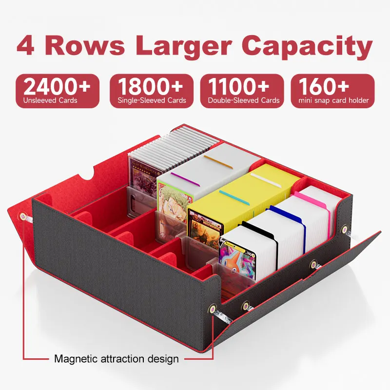 

[Кожаная коробка для хранения коллекционных карточек, разработанная колода, 4-рядная коробка для торговых карточек, коробка для карточек Commander для Magic TCG.